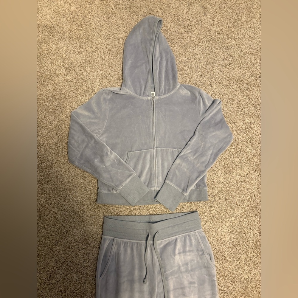 Aerie Velour Two Piece Set Baby Blue
